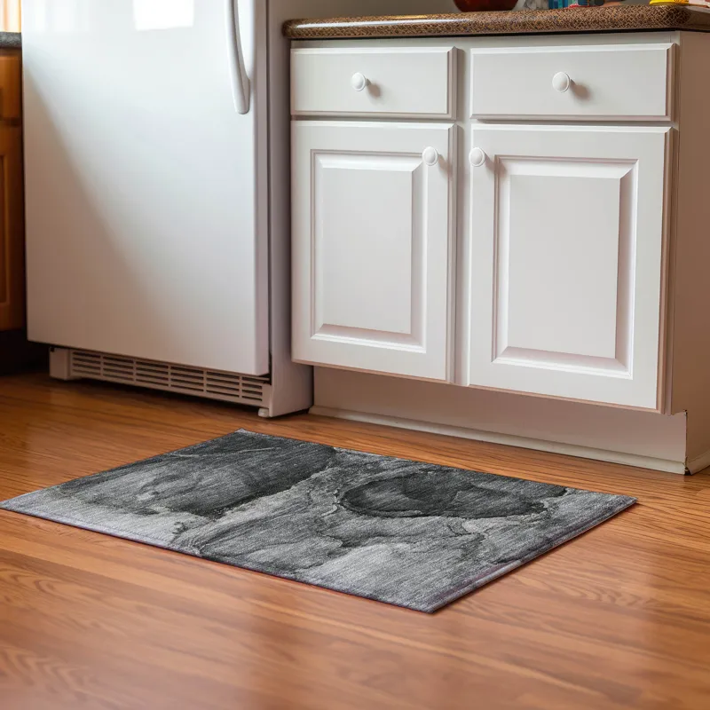 Luxury Washable Odyssey Charcoal 1\'8\" x 2\'6\" Rug