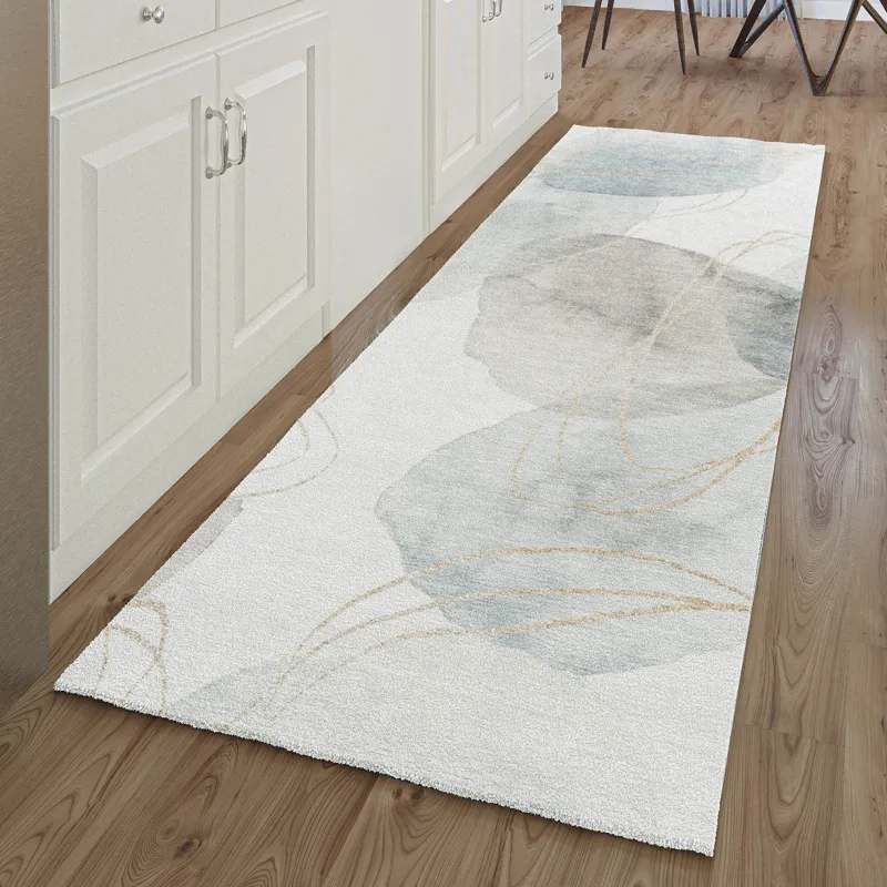 Luxury Washable Odyssey Pearl 2\'3\" x 7\'6\" Runner Rug