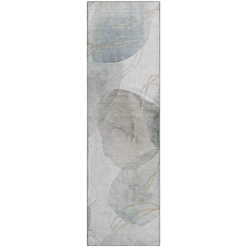 Luxury Washable Odyssey Pearl 2\'3\" x 7\'6\" Runner Rug