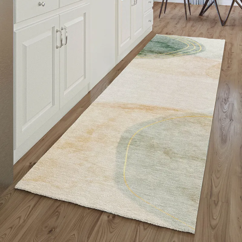 Luxury Washable Odyssey Beige 2\'3\" x 7\'6\" Runner Rug