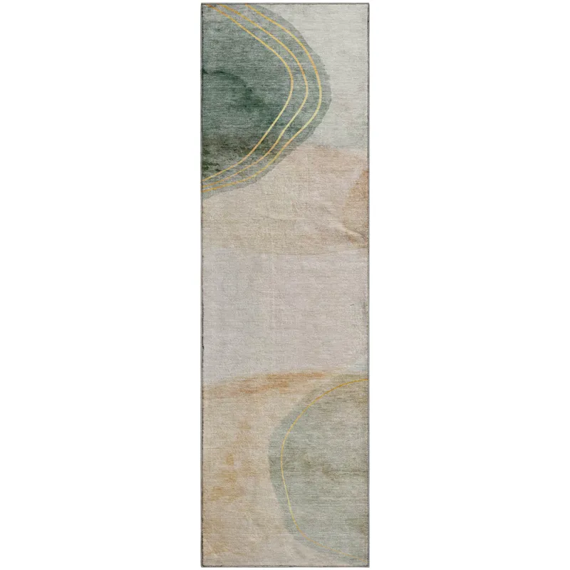 Luxury Washable Odyssey Beige 2\'3\" x 7\'6\" Runner Rug
