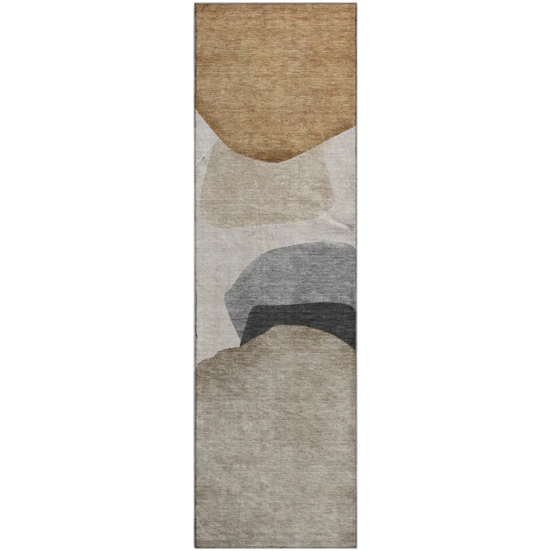 Luxury Washable Odyssey Taupe 2\'3\" x 7\'6\" Runner Rug