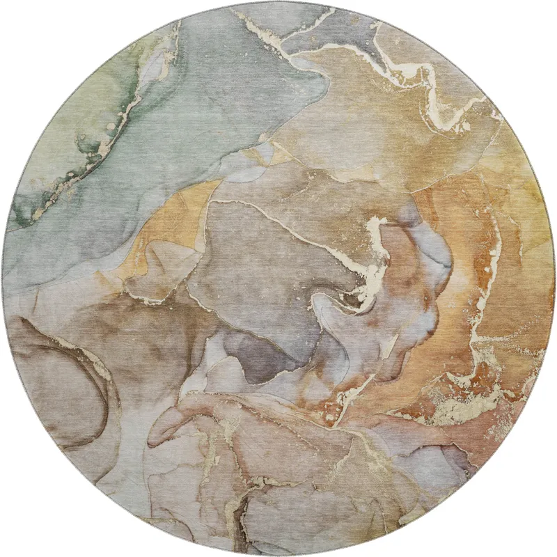 Luxury Washable Odyssey Taupe 8\' x 8\' Round Rug
