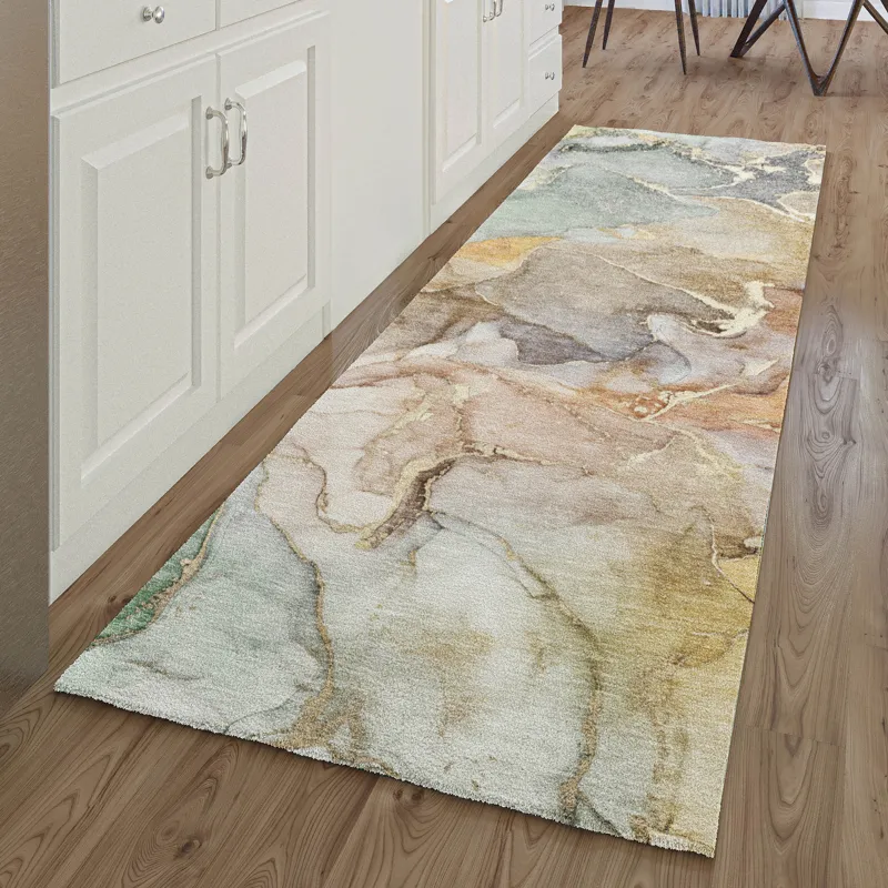 Luxury Washable Odyssey Taupe 2\'3\" x 7\'6\" Runner Rug