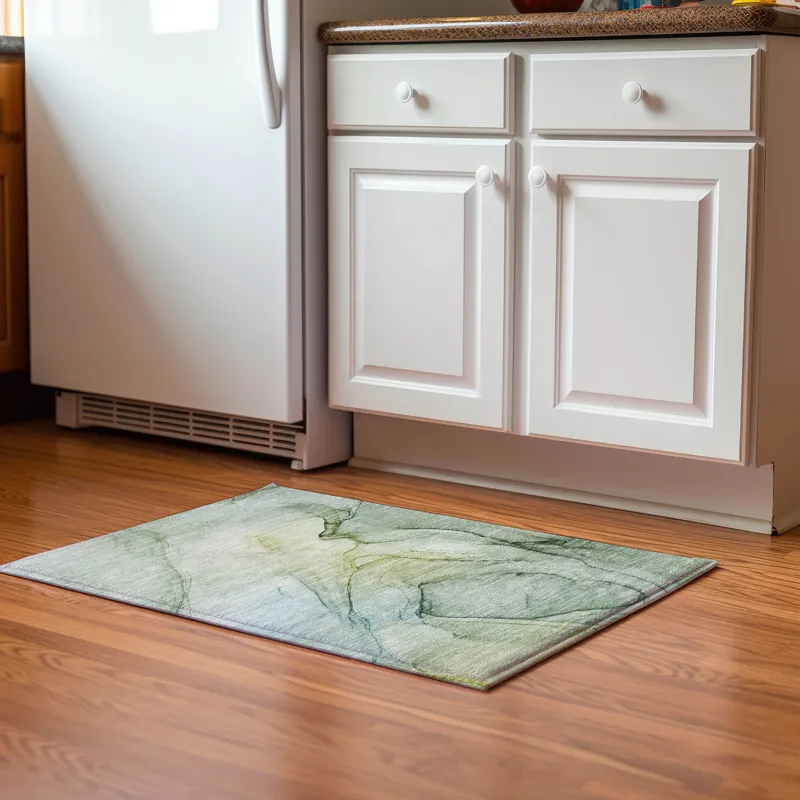 Luxury Washable Odyssey Aloe 1\'8\" x 2\'6\" Rug