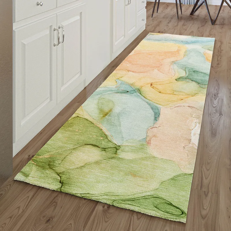 Luxury Washable Odyssey Beige 2\'3\" x 7\'6\" Runner Rug