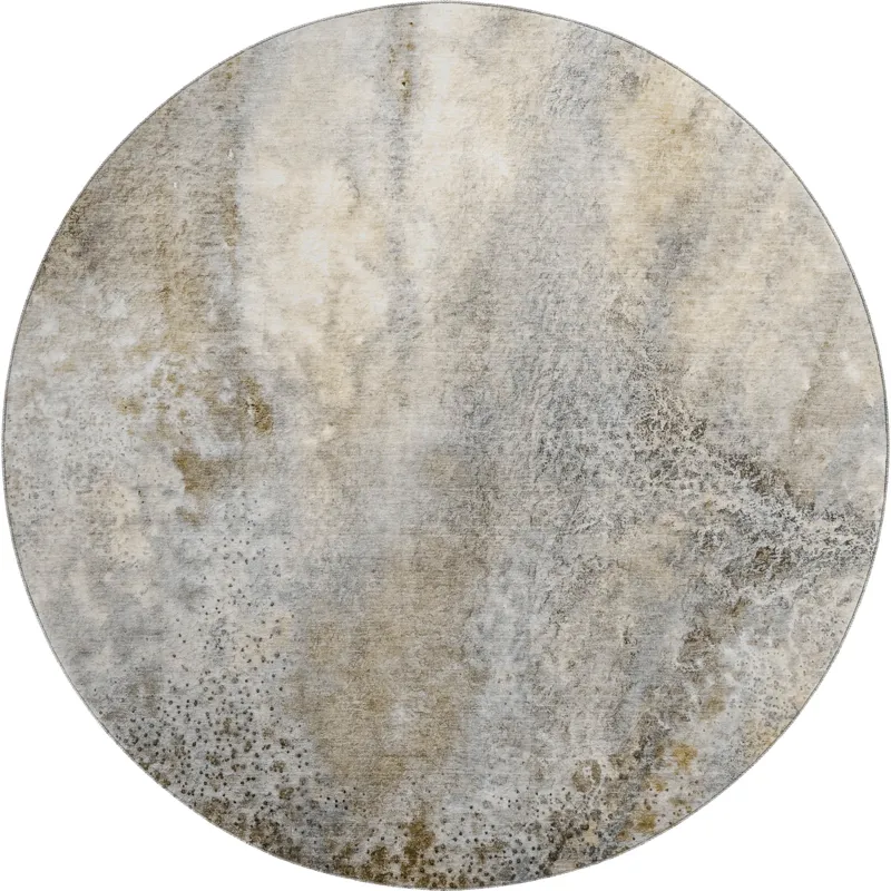 Luxury Washable Odyssey Taupe 8\' x 8\' Round Rug