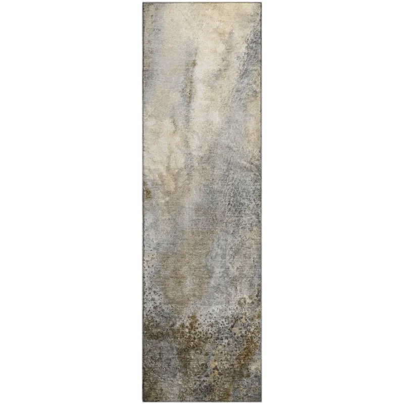 Luxury Washable Odyssey Taupe 2\'3\" x 7\'6\" Runner Rug
