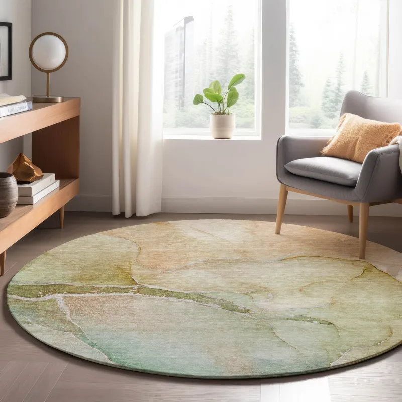 Luxury Washable Odyssey Taupe 8\' x 8\' Round Rug