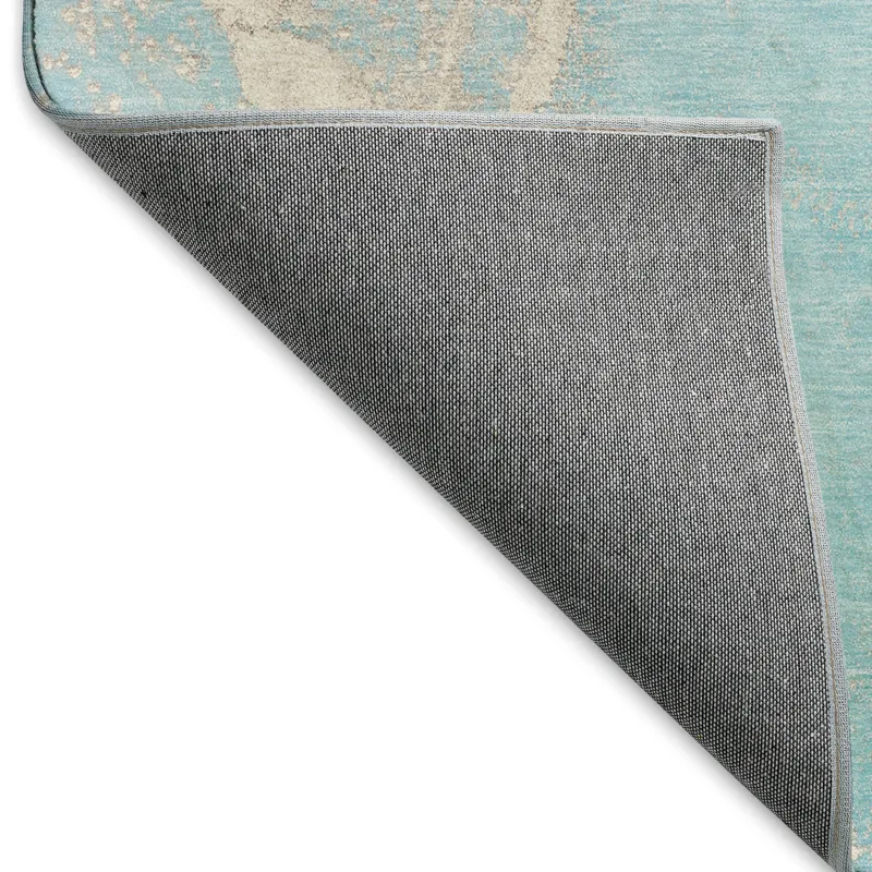 Luxury Washable Odyssey Teal 2\'3\" x 7\'6\" Runner Rug