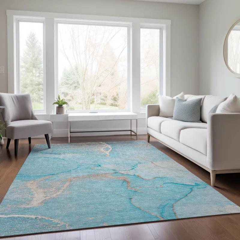 Luxury Washable Odyssey Teal 5\' x 7\'6\" Rug