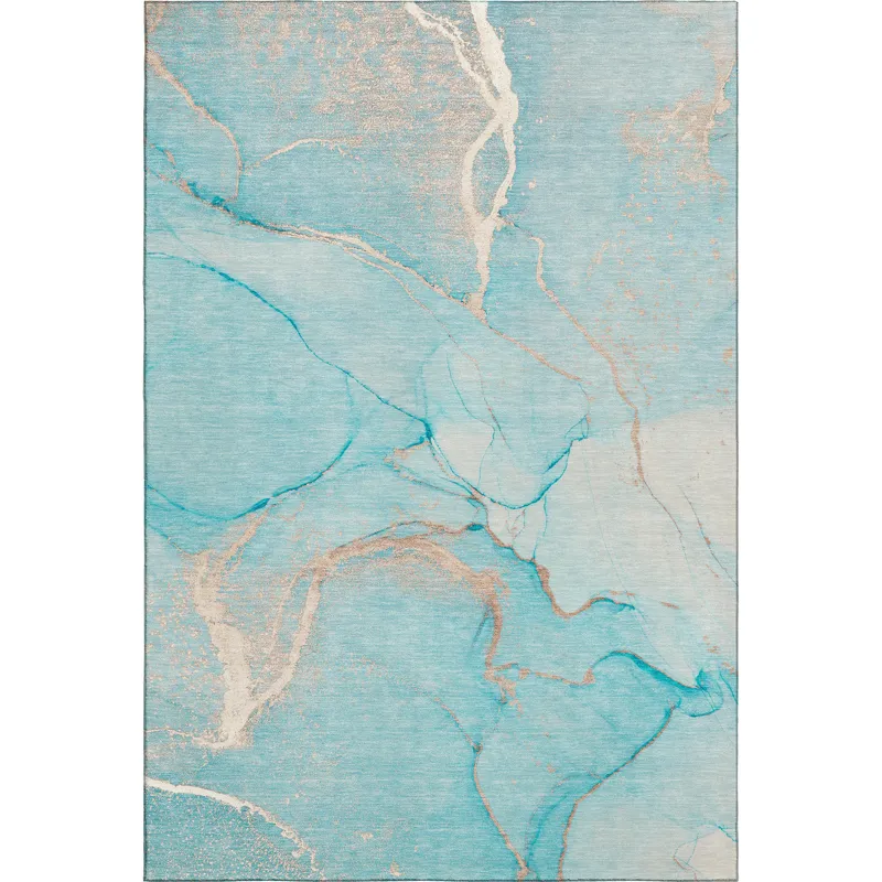 Luxury Washable Odyssey Teal 5\' x 7\'6\" Rug