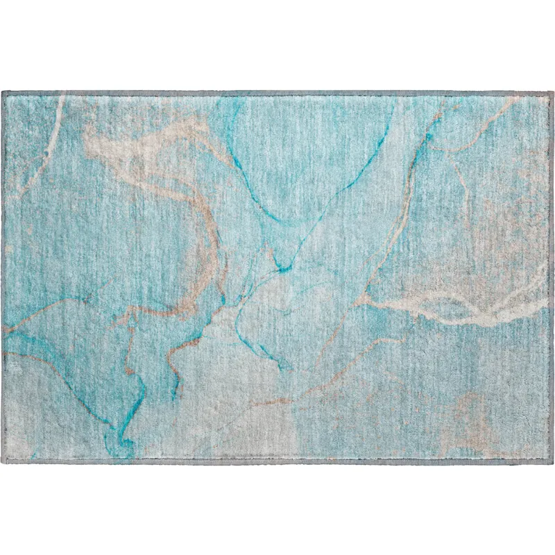 Luxury Washable Odyssey Teal 1\'8\" x 2\'6\" Rug