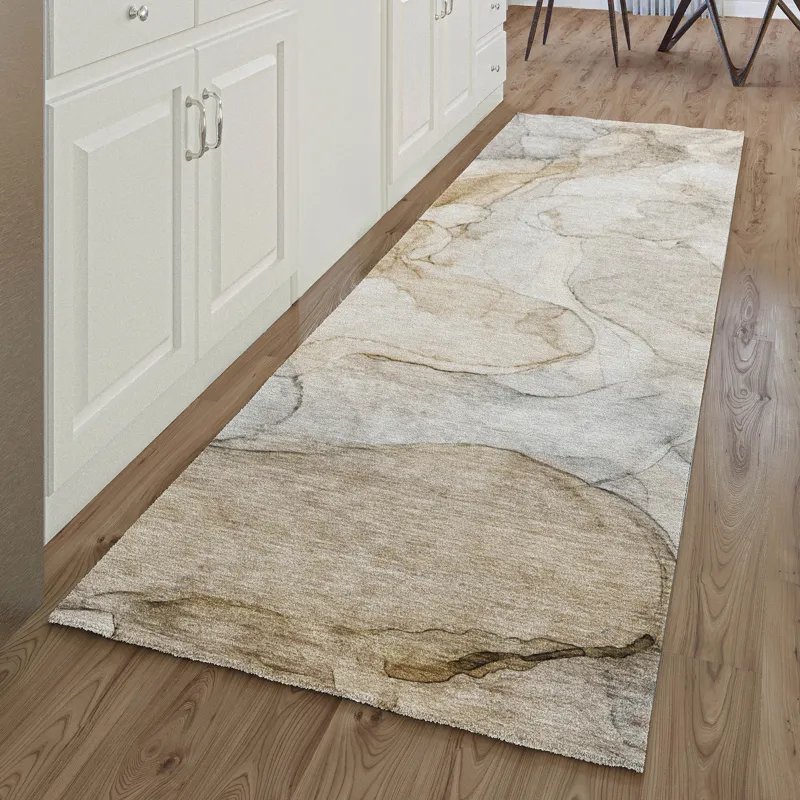 Luxury Washable Odyssey Brown 2\'3\" x 7\'6\" Runner Rug