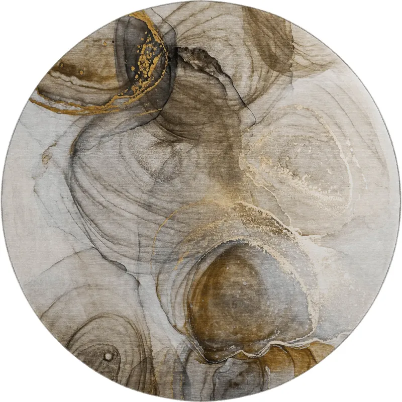 Luxury Washable Odyssey Beige 8\' x 8\' Round Rug