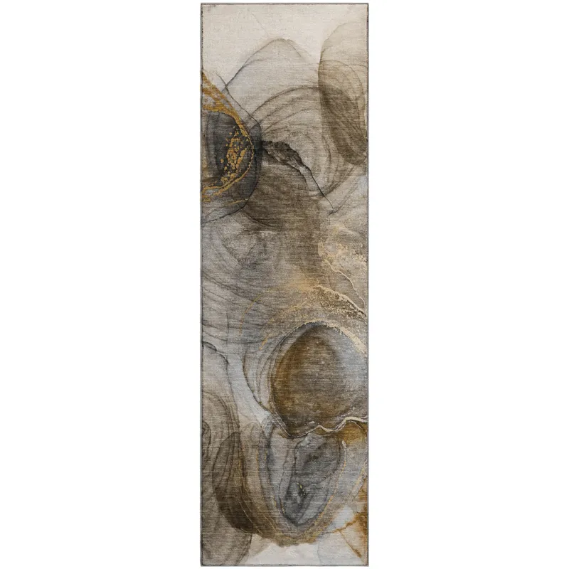 Luxury Washable Odyssey Beige 2\'3\" x 7\'6\" Runner Rug