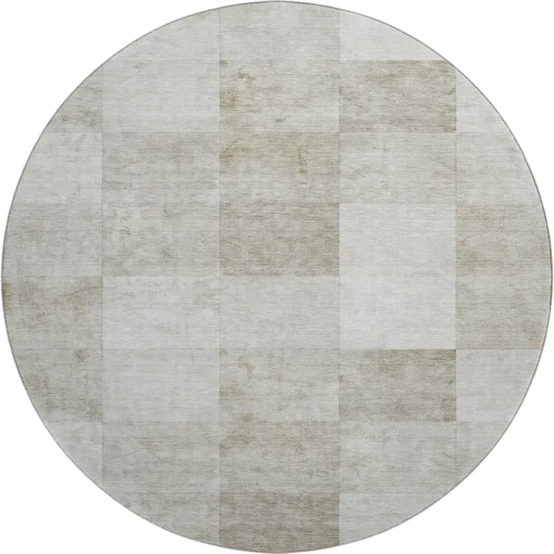 Machine Washable Indoor/Outdoor Pacifica Beige 8\' x 8\' Round Rug