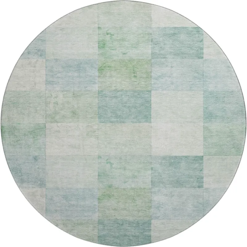 Machine Washable Indoor/Outdoor Pacifica Seafoam 8\' x 8\' Round Rug