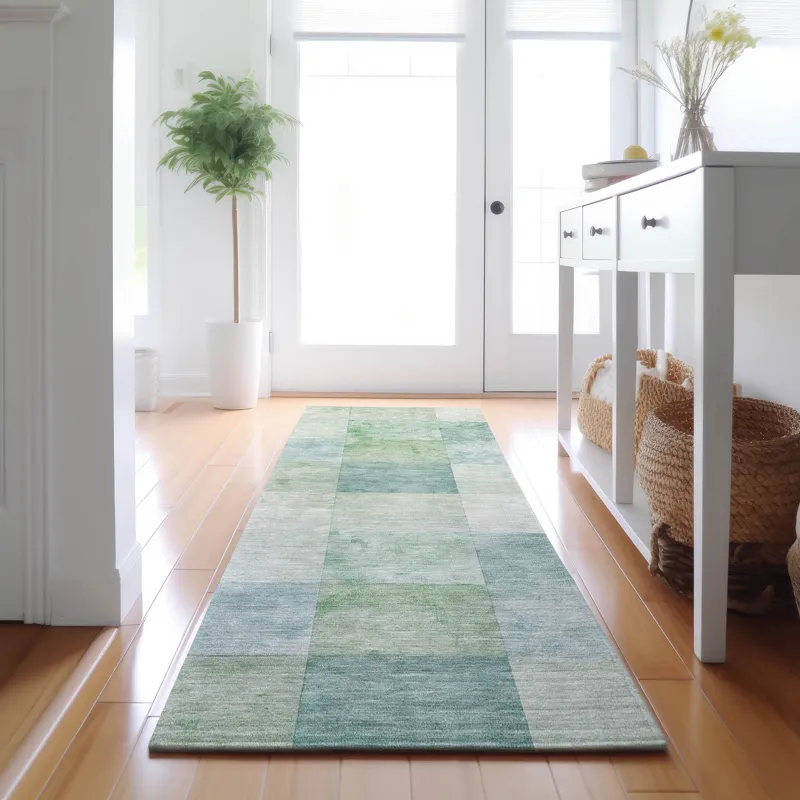 Machine Washable Indoor/Outdoor Pacifica Seafoam 2\'3\" x 7\'6\" Runner Rug