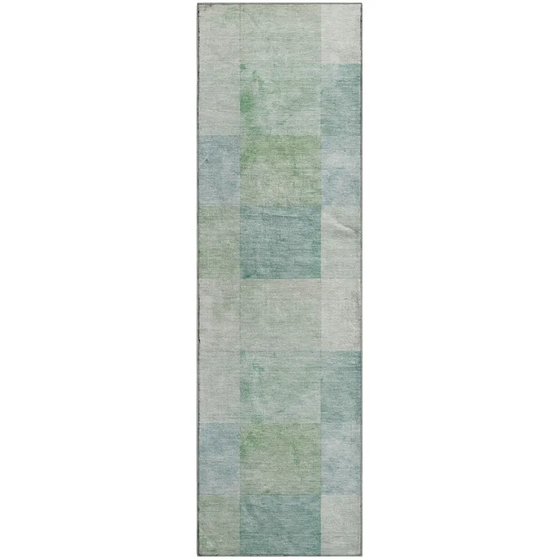 Machine Washable Indoor/Outdoor Pacifica Seafoam 2\'3\" x 7\'6\" Runner Rug