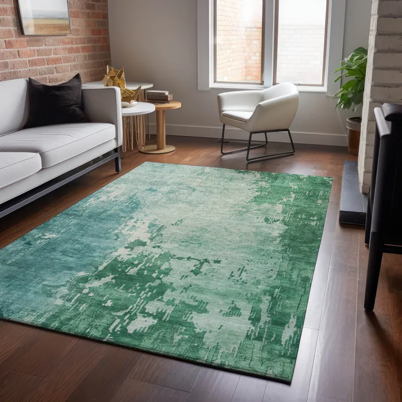 Machine Washable Indoor/Outdoor Pacifica Emerald 5\' x 7\'6\" Rug