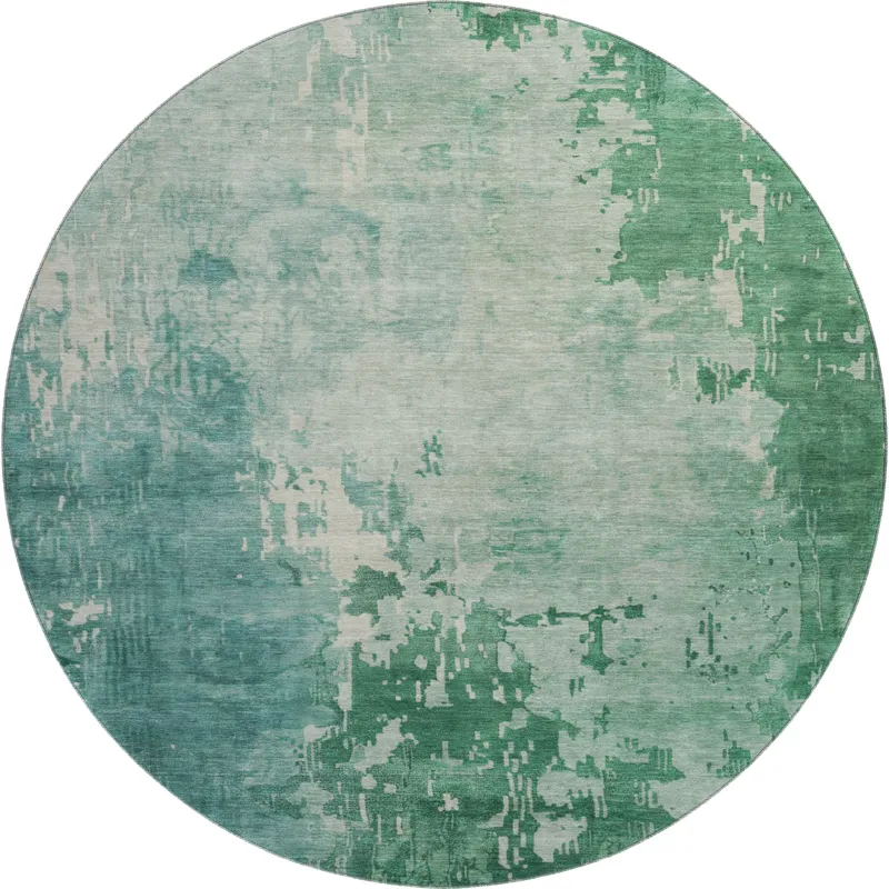 Machine Washable Indoor/Outdoor Pacifica Emerald 8\' x 8\' Round Rug