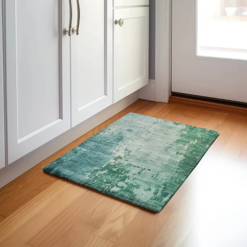 Machine Washable Indoor/Outdoor Pacifica Emerald 1\'8\" x 2\'6\" Rug