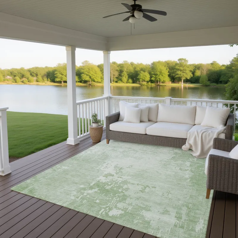 Machine Washable Indoor/Outdoor Pacifica Mint 5\' x 7\'6\" Rug