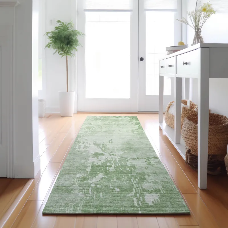 Machine Washable Indoor/Outdoor Pacifica Mint 2\'3\" x 7\'6\" Runner Rug