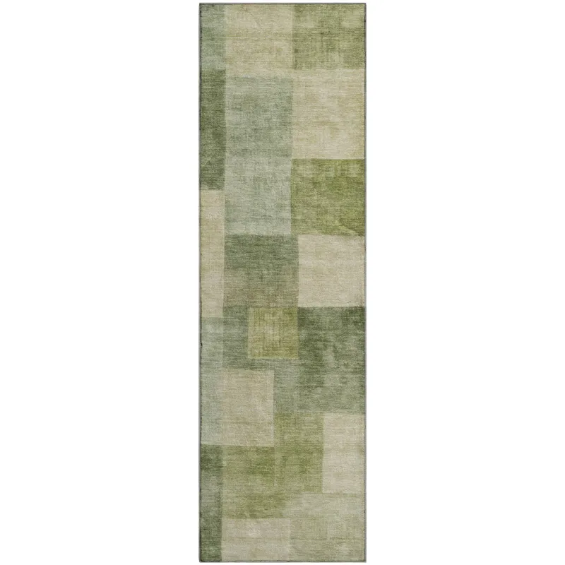 Machine Washable Indoor/Outdoor Pacifica Aloe 2\'3\" x 7\'6\" Runner Rug