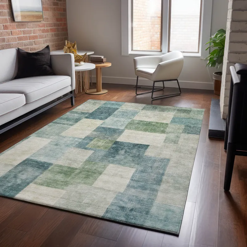 Machine Washable Indoor/Outdoor Pacifica Seafoam 5\' x 7\'6\" Rug