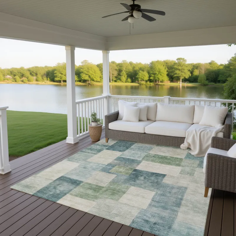 Machine Washable Indoor/Outdoor Pacifica Seafoam 5\' x 7\'6\" Rug