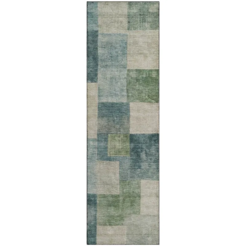 Machine Washable Indoor/Outdoor Pacifica Seafoam 2\'3\" x 7\'6\" Runner Rug