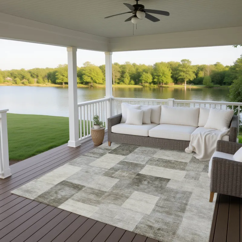 Machine Washable Indoor/Outdoor Pacifica Taupe 8\' x 10\' Rug