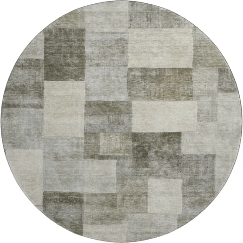 Machine Washable Indoor/Outdoor Pacifica Taupe 8\' x 8\' Round Rug