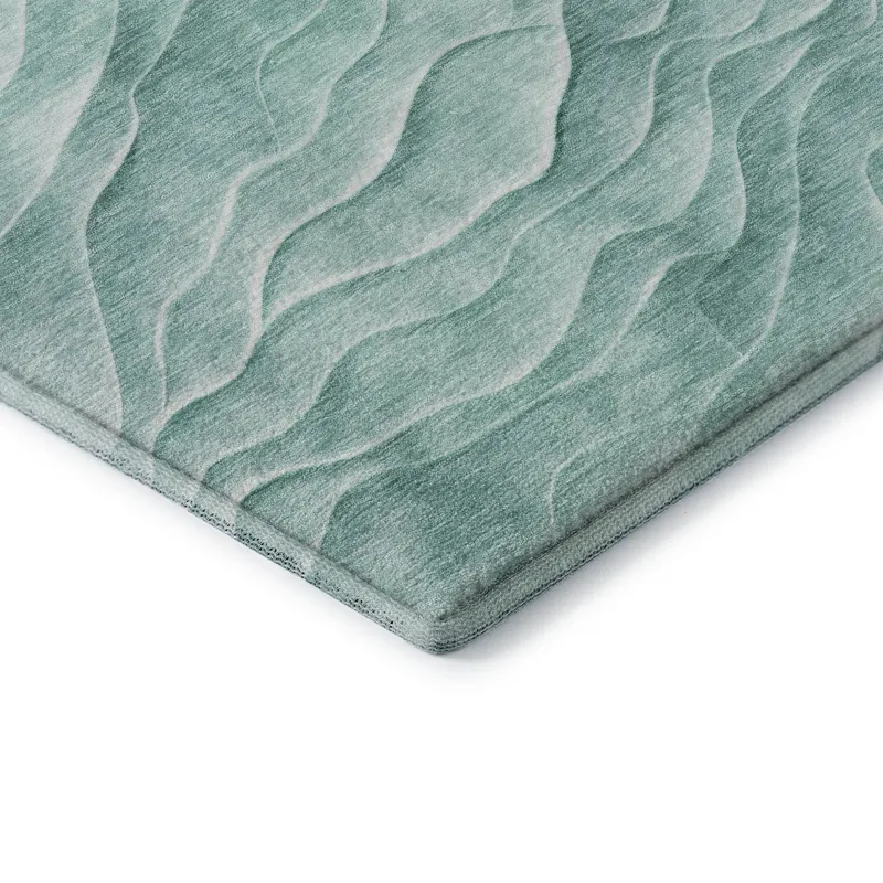 Machine Washable Indoor/Outdoor Pacifica Aqua 2\'3\" x 7\'6\" Runner Rug
