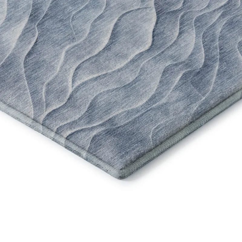 Machine Washable Indoor/Outdoor Pacifica Denim 2\'3\" x 7\'6\" Runner Rug