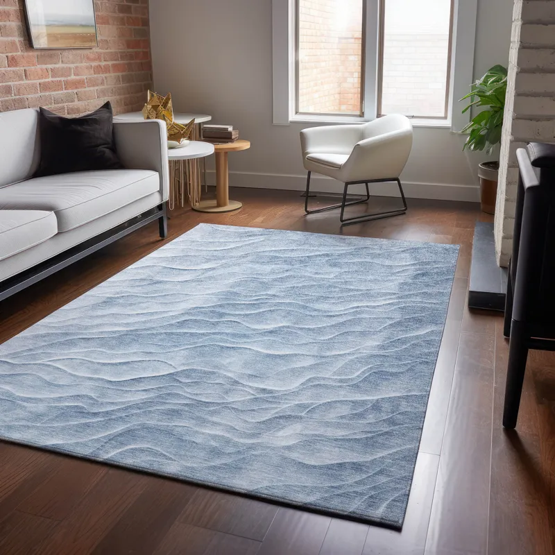 Machine Washable Indoor/Outdoor Pacifica Denim 3\' x 5\' Rug