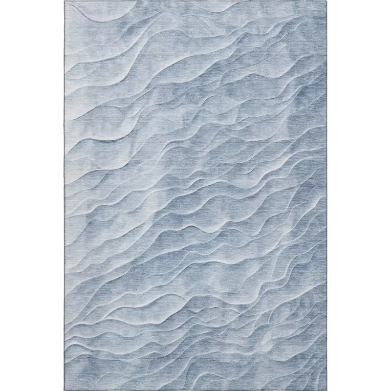 Machine Washable Indoor/Outdoor Pacifica Denim 3\' x 5\' Rug