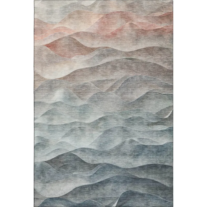 Machine Washable Indoor/Outdoor Pacifica Teal 8\' x 10\' Rug