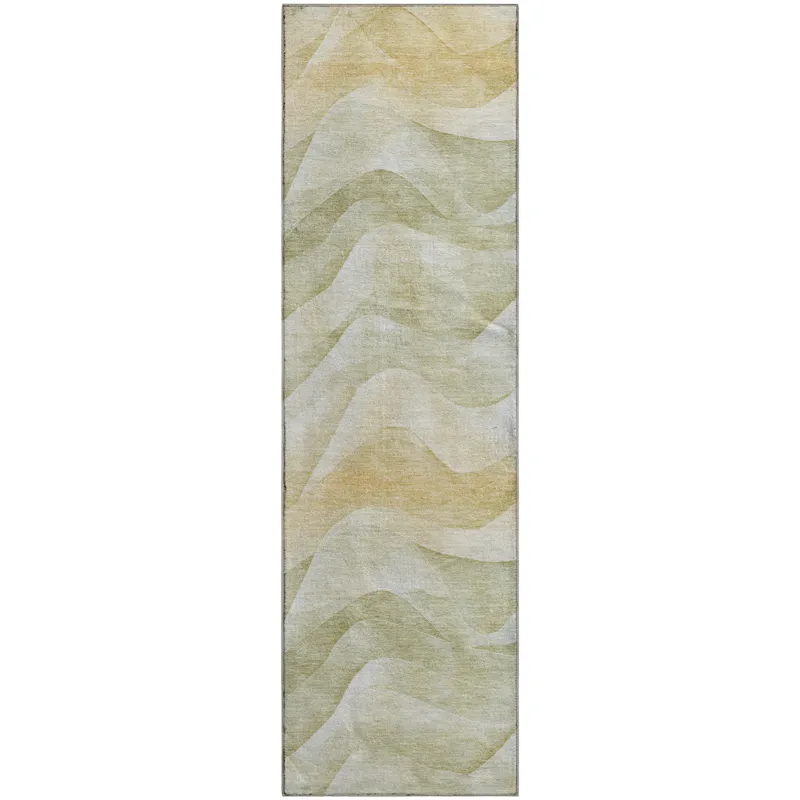 Machine Washable Indoor/Outdoor Pacifica Aloe 2\'3\" x 7\'6\" Runner Rug