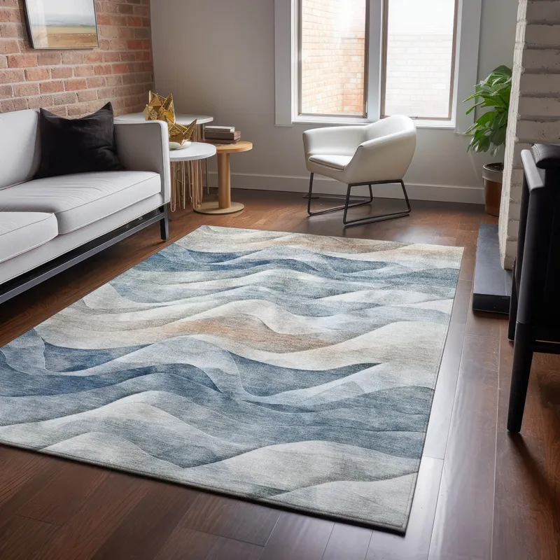 Machine Washable Indoor/Outdoor Pacifica Blue 5\' x 7\'6\" Rug