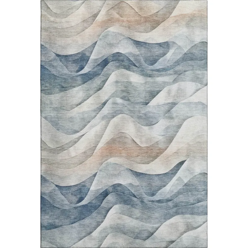 Machine Washable Indoor/Outdoor Pacifica Blue 5\' x 7\'6\" Rug