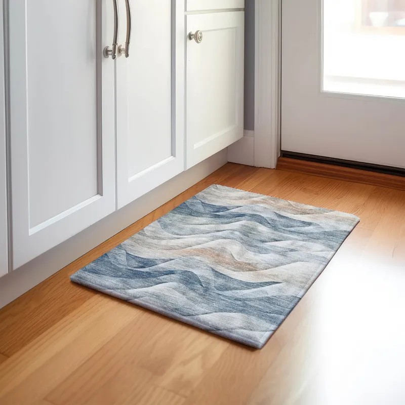 Machine Washable Indoor/Outdoor Pacifica Blue 1\'8\" x 2\'6\" Rug