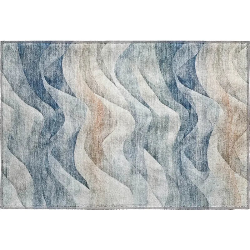 Machine Washable Indoor/Outdoor Pacifica Blue 1\'8\" x 2\'6\" Rug