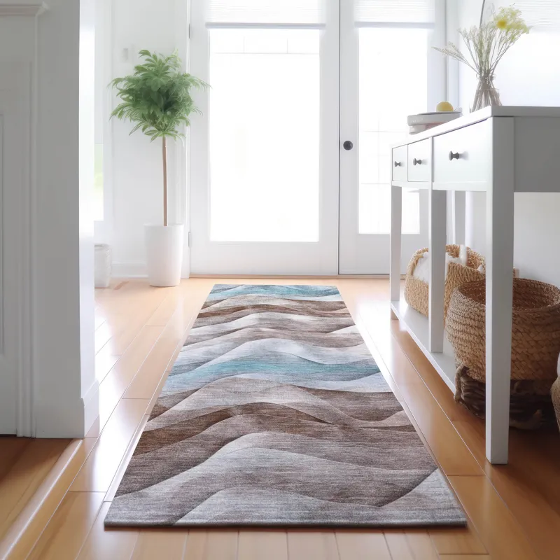 Machine Washable Indoor/Outdoor Pacifica Mocha 2\'3\" x 7\'6\" Runner Rug
