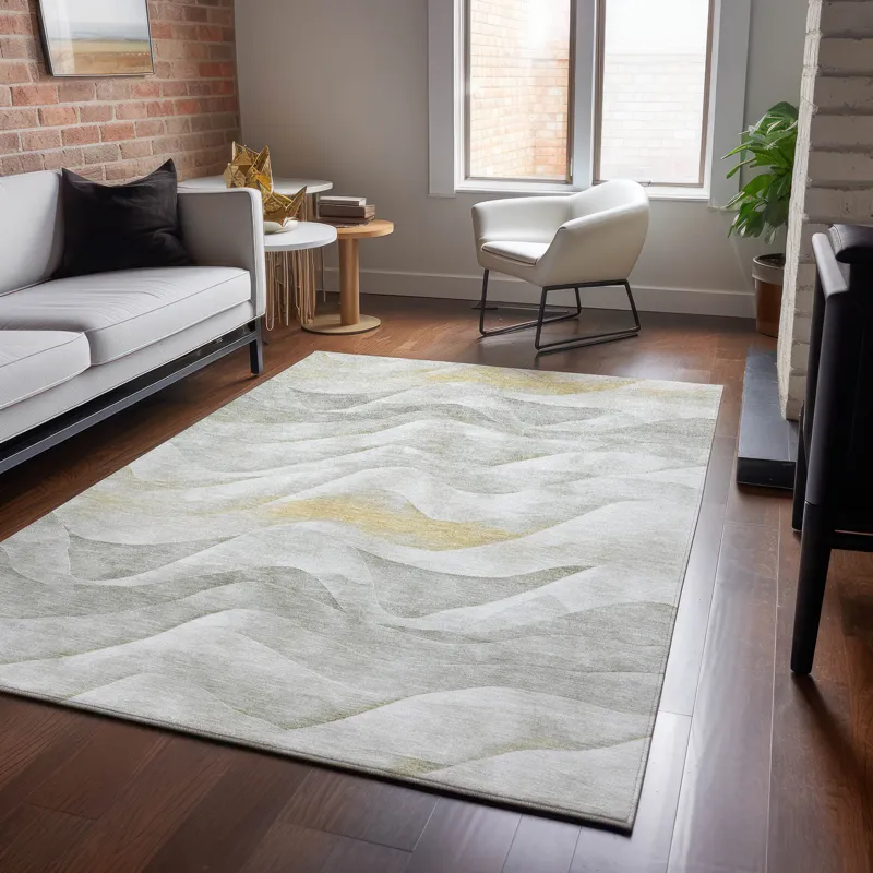 Machine Washable Indoor/Outdoor Pacifica Silver 5\' x 7\'6\" Rug