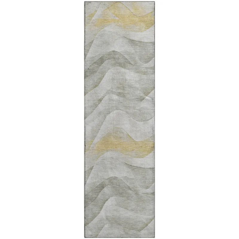 Machine Washable Indoor/Outdoor Pacifica Silver 2\'3\" x 7\'6\" Runner Rug