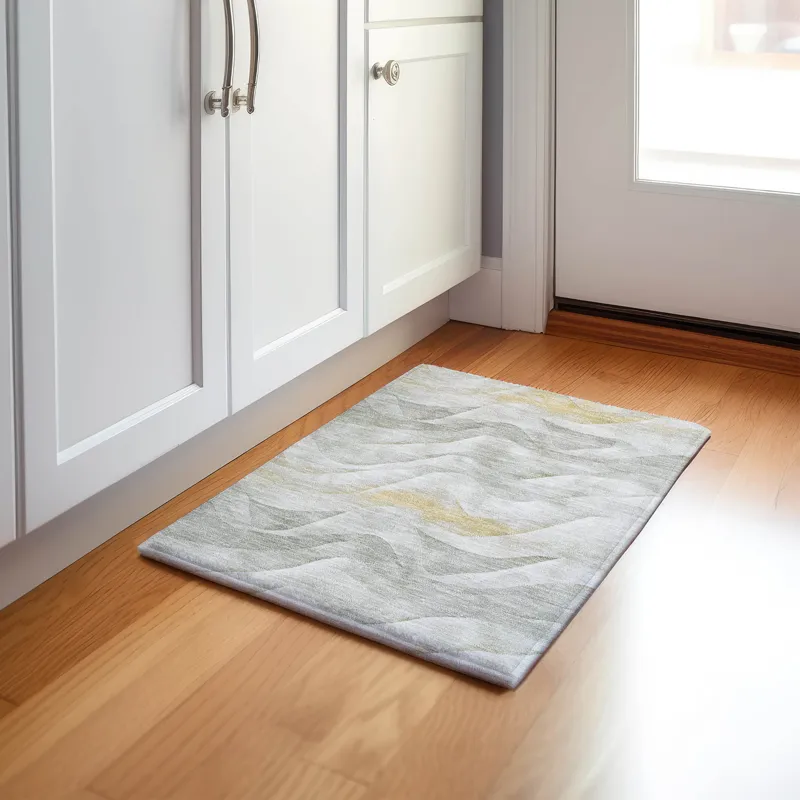 Machine Washable Indoor/Outdoor Pacifica Silver 1\'8\" x 2\'6\" Rug