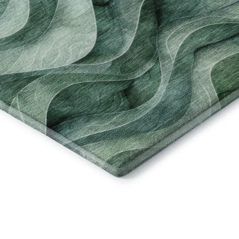 Machine Washable Indoor/Outdoor Pacifica Teal 9\' x 12\' Rug